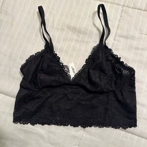 PINK Victoria's Secret Black Floral Lace Bralette